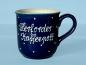 Preview: Kaffeebecher mit Schrift blau 1 Punkt