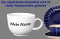 Preview: Jumbotasse mit Schrift blau Nadelstreifen