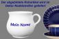 Preview: Mollytasse mit Schrift blau Nadelstreifen