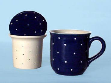 Tea mugs with sieve and lid blue 1 point