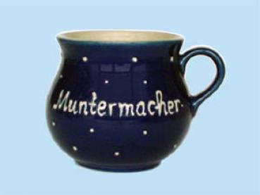 Mollytasse mit Schrift blau 1 Punkt