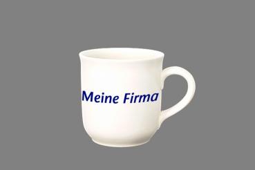 Kaffeebecher mit Schrift blau Nadelstreifen