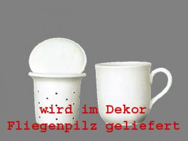 Teebecher mit Sieb und Deckel Fliegenpilz