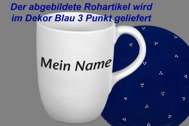 Cappuccino mit Schrift blau 3 Punkt