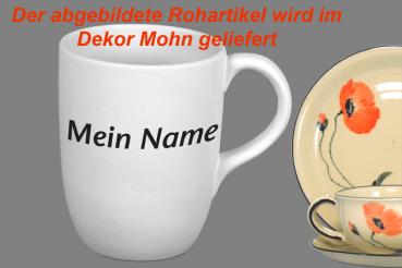 Cappuccino mit Schrift Mohn