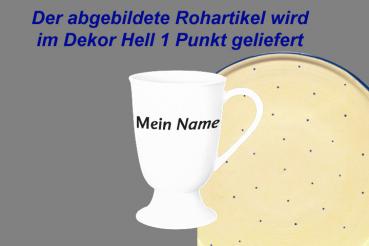 Fußtasse mit Schrift hell 1 Punkt