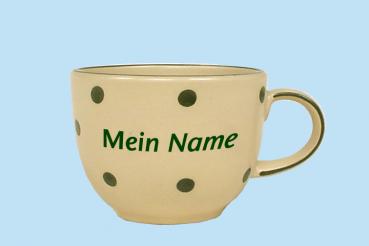 Jumbotasse mit Schrift Elli grün