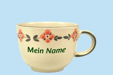 Jumbotasse mit Schrift Wilde Rose