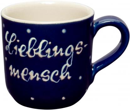 Coffee mug with font blue 1 point