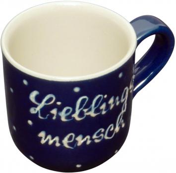 Coffee mug with font blue 1 point