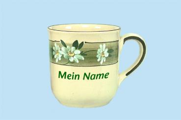 Kaffeebecher mit Schrift Dekor Margueritenblume