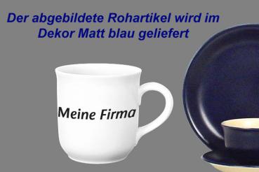 Kaffeebecher mit Schrift matt blau