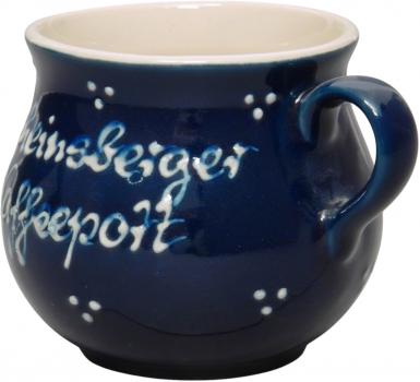 Mollytasse mit Schrift blau 3 Punkt