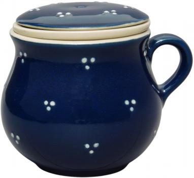 Mollytasse mit Sieb und Deckel blau 3 Punkt