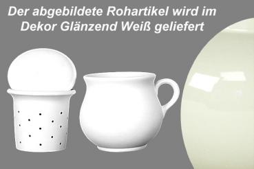 Mollytasse mit Sieb und Deckel glänzend weiß