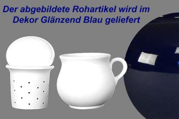 Mollytasse mit Sieb und Deckel glänzend blau