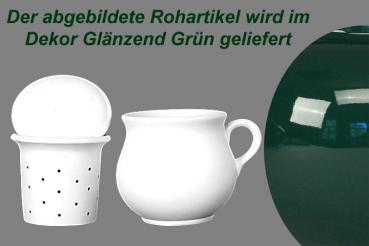 Mollytasse mit Sieb und Deckel glänzend grün