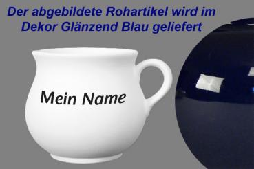 Mollytasse mit Schrift glänzend blau