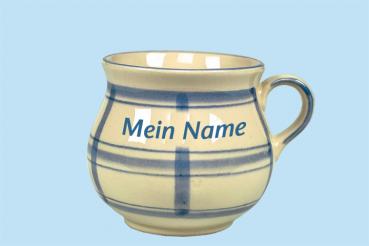 Mollytasse mit Schrift karo