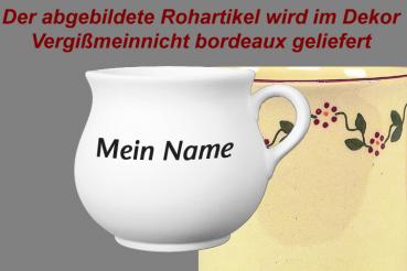 Mollytasse mit Schrift Vergissmeinnicht bordeaux