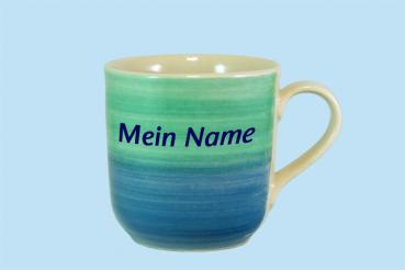 Kaffeebecher mit Schrift Aqua