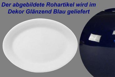 Platte 29 oval glänzend blau