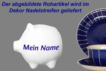 Sparschwein klein blau Nadelstreifen