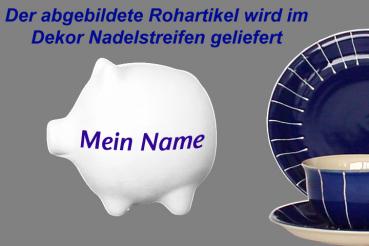 Sparschwein mittel Nadelstreifen blau