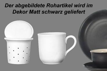 Teebecher mit Sieb und Deckel matt schwarz