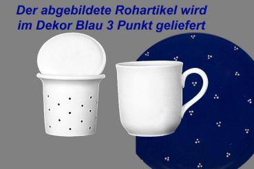 Teebecher mit Sieb und Deckel blau 3 Punkt