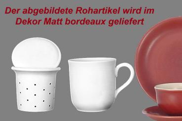 Teebecher mit Sieb und Deckel matt bordeaux