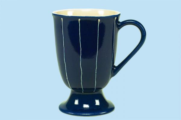 Fußtasse blau Nadelstreifen