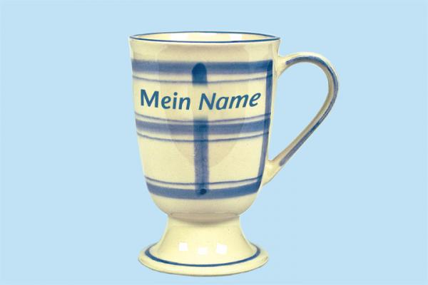 Fußtasse mit Schrift karo