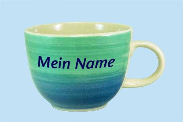 Jumbotasse mit Schrift Aqua