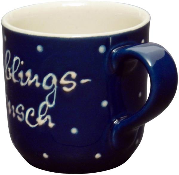 Coffee mug with font blue 1 point