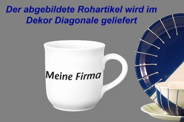 Kaffeebecher mit Schrift Diagonale