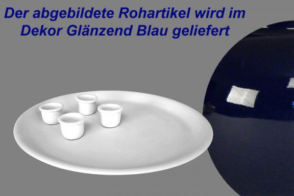 Kerzenteller glänzend blau