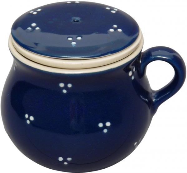 Mollytasse mit Sieb und Deckel blau 3 Punkt