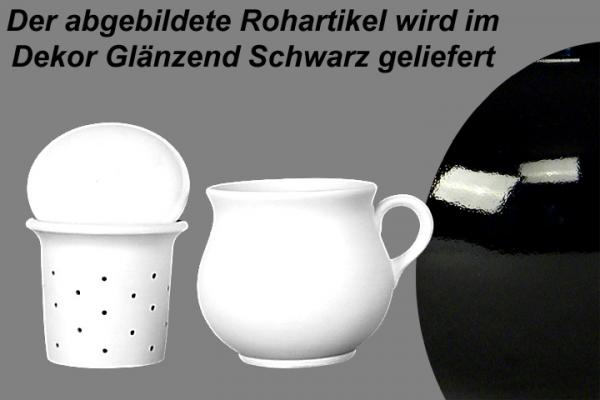 Mollytasse mit Sieb und Deckel glänzend schwarz