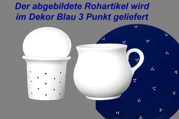 Mollytasse mit Sieb und Deckel blau 3 Punkt