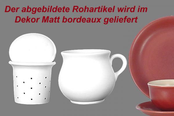 Mollytasse mit Sieb und Deckel matt bordeaux