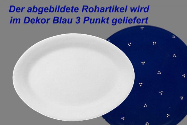 Platte 29 oval blau 3 Punkt