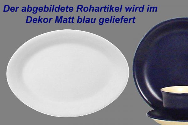 Platte 29 oval matt blau