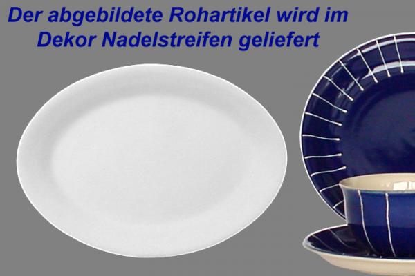 Platte 29 oval Nadelstreifen blau