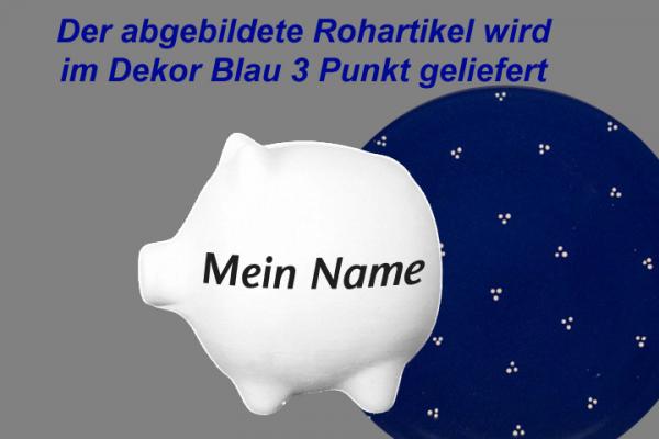 Sparschwein klein blau 3 Punkt