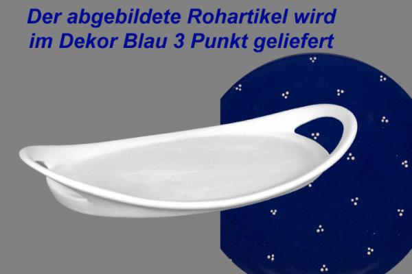 Tablett 25 oval blau 3 Punkt