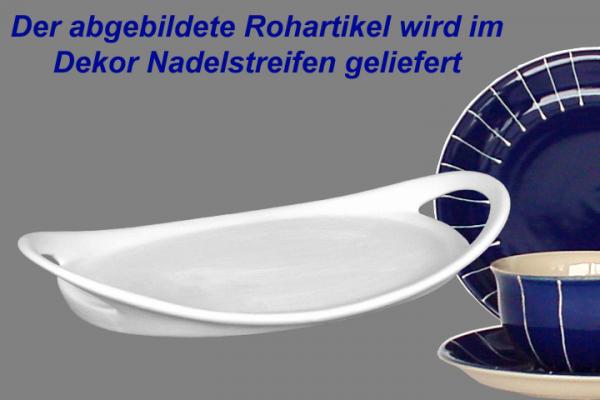 Tablett 25 oval Nadelstreifen blau