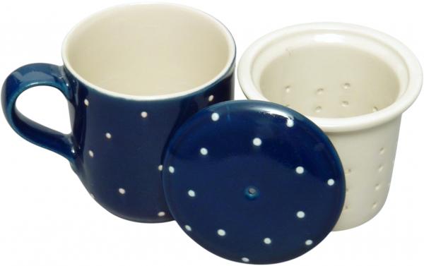 Tea mugs with sieve and lid blue 1 point