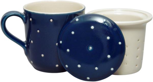 Tea mugs with sieve and lid blue 1 point