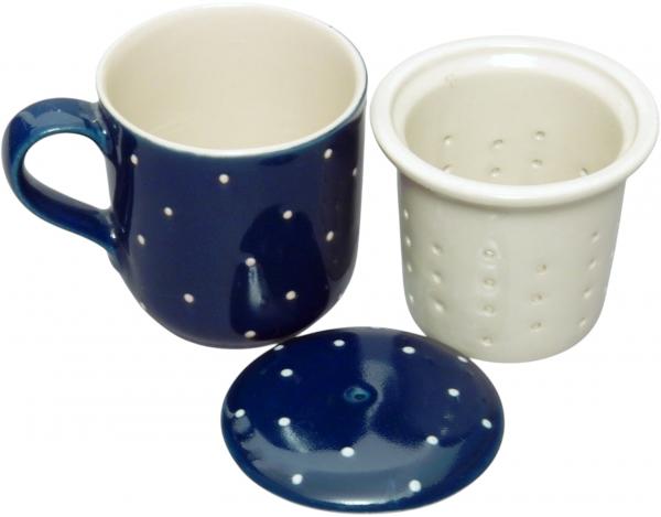 Tea mugs with sieve and lid blue 1 point